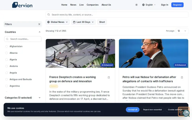 Screenshot of Tervion, a launch using Akamai
