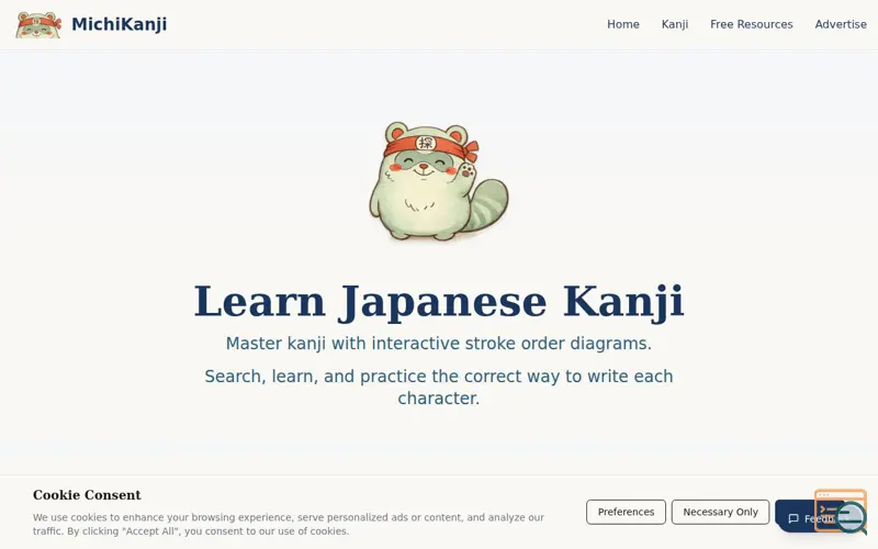 Screenshot of MichiKanji, a launch using Lorem Picsum