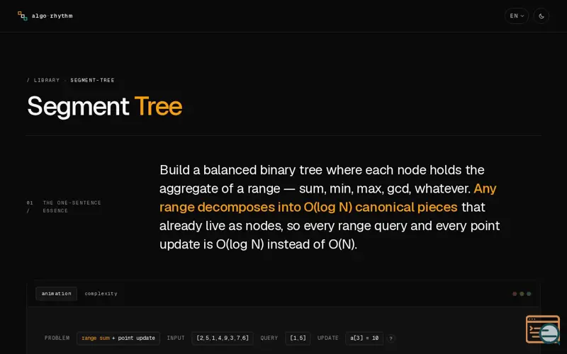 Screenshot of Segment Tree visualization