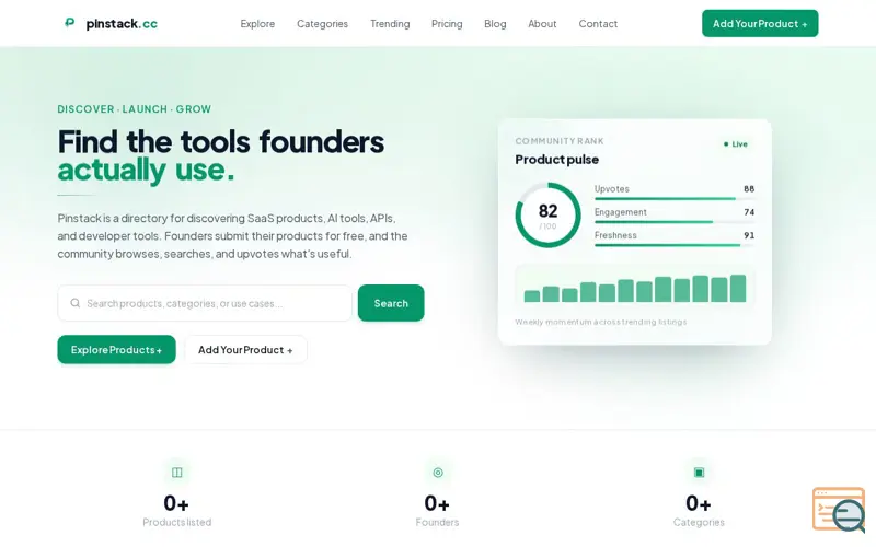 Screenshot of Pinstack