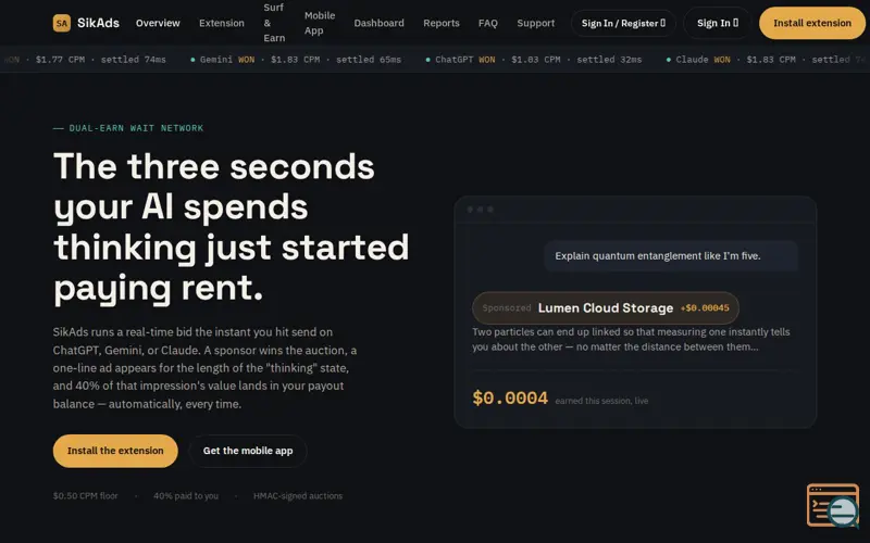 Screenshot of SikAds