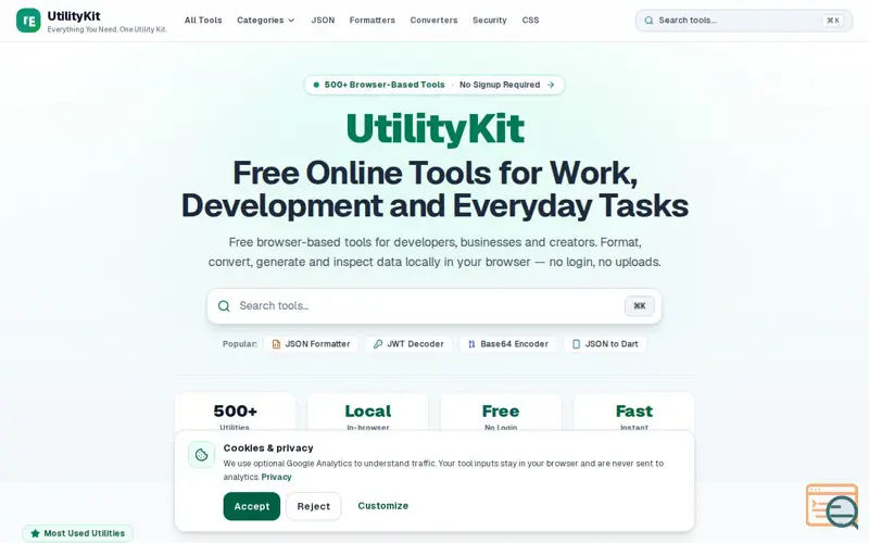 Screenshot of UtilityKit