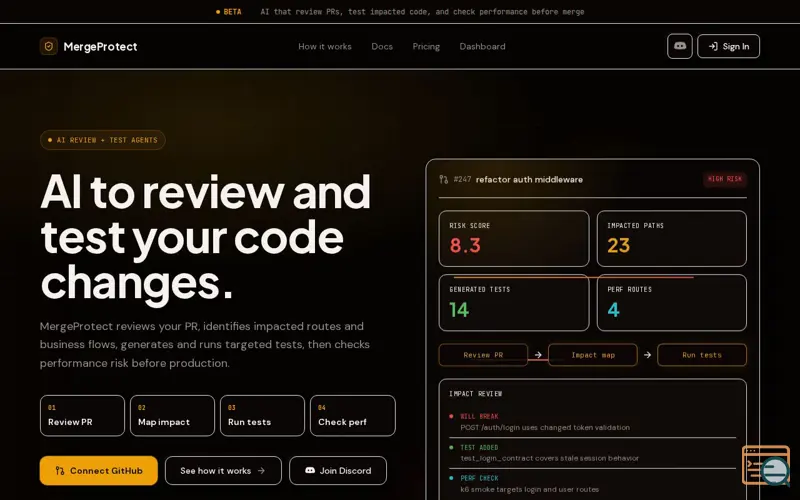 Screenshot of MergeProtect