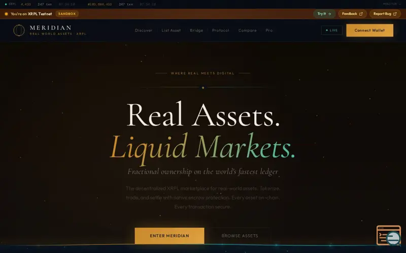 Screenshot of Meridian Market, a launch using MoonPay