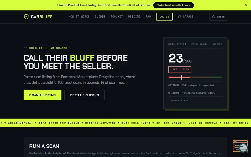 Screenshot of CarBluff.com