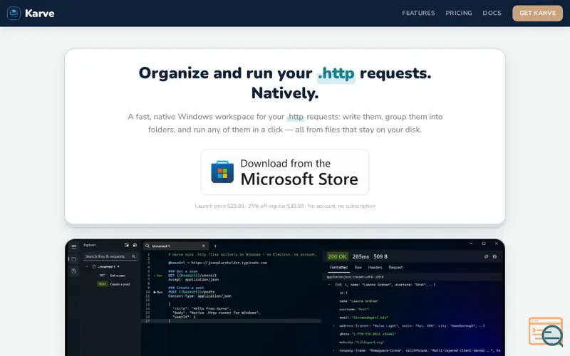 Screenshot of I built Karve, a launch using Microsoft Store Badge