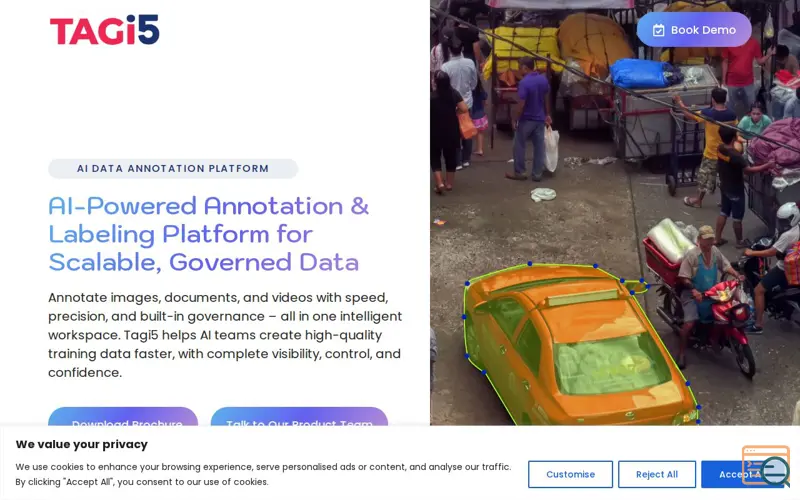 Screenshot of https://tagi5.ai/
