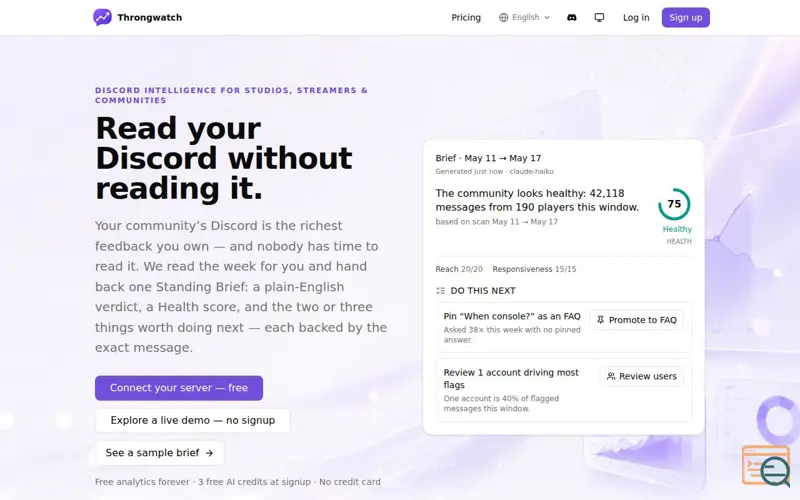 Screenshot of Throngwatch