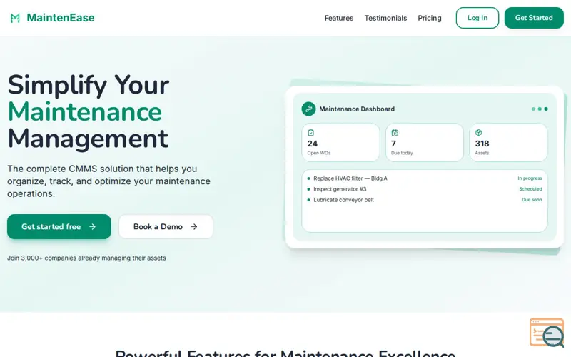 Screenshot of MaintenEase