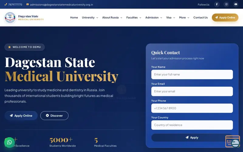 Screenshot of Study Medicine in Russia | DSMU