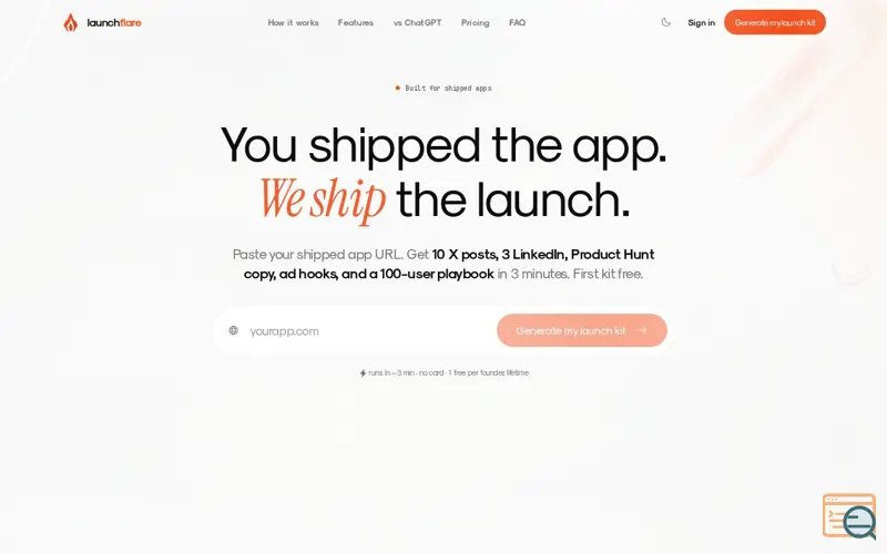 Screenshot of Launchflare