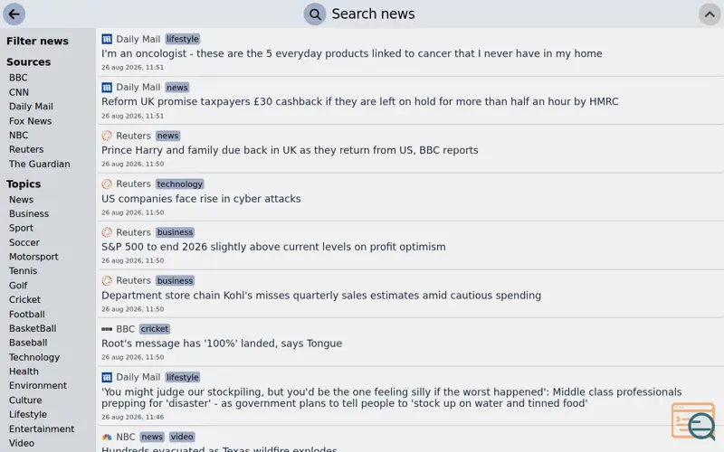 Screenshot of Sift your news with Newssieve