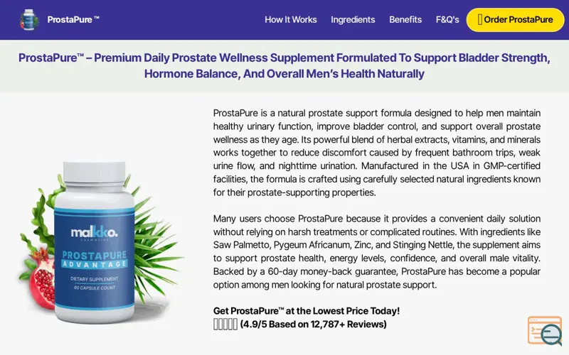 Screenshot of ProstaPure™ Official Website