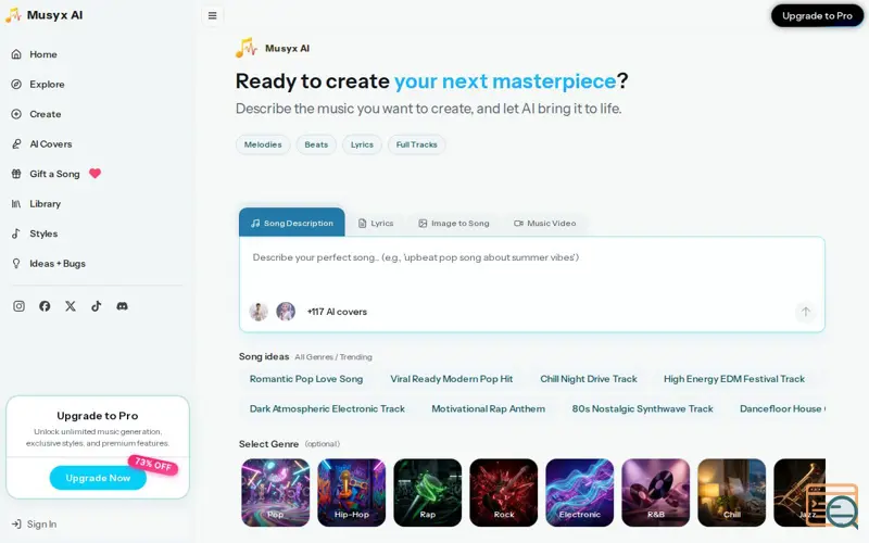 Screenshot of Musyx AI