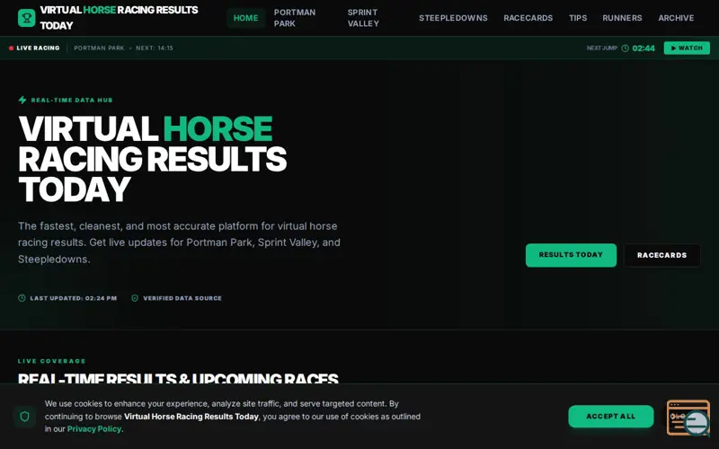 Screenshot of Virtual Horse Racing Results 