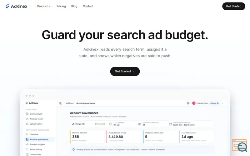 Screenshot of AdKinex
