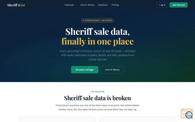 Screenshot of Sheriff'sList
