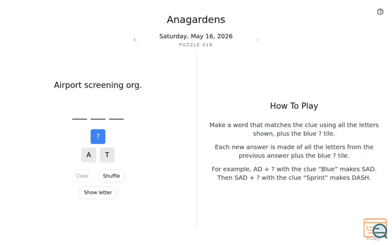 Screenshot of Anagardens: A Daily Word Game