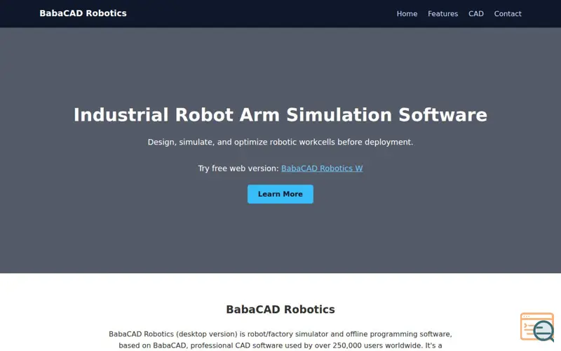 Screenshot of BabaCAD Robotics