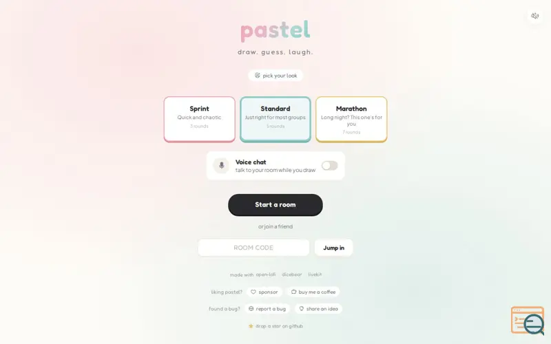Screenshot of pastel