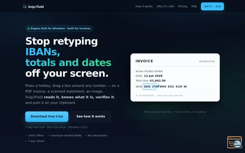 Screenshot of Snip2Field