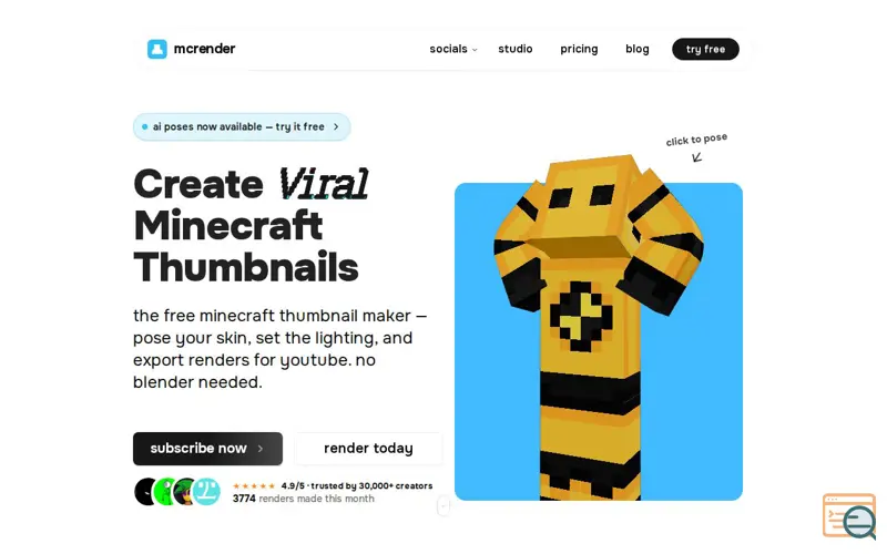 Screenshot of mcrender