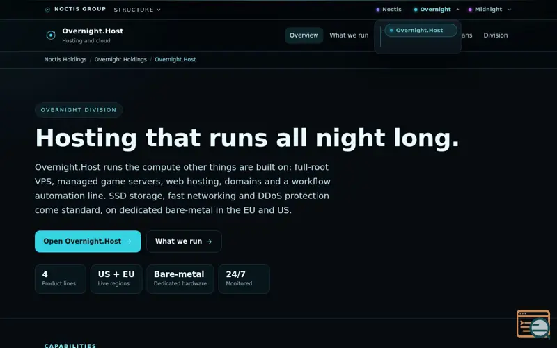 Screenshot of overnight.host