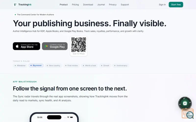 Screenshot of TrackingInk