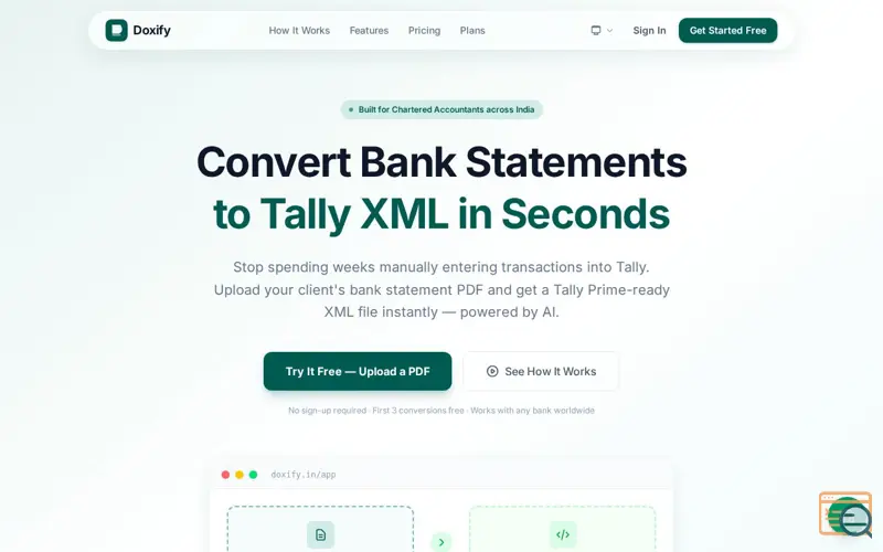 Screenshot of Doxify - Bank Statement to Tally XML Converter