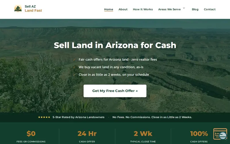 Screenshot of Sell AZ Land Fast