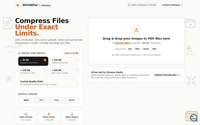 Screenshot of ShrinkFox by Chovexa