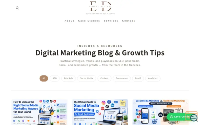 Screenshot of Evolve Digital Blogs