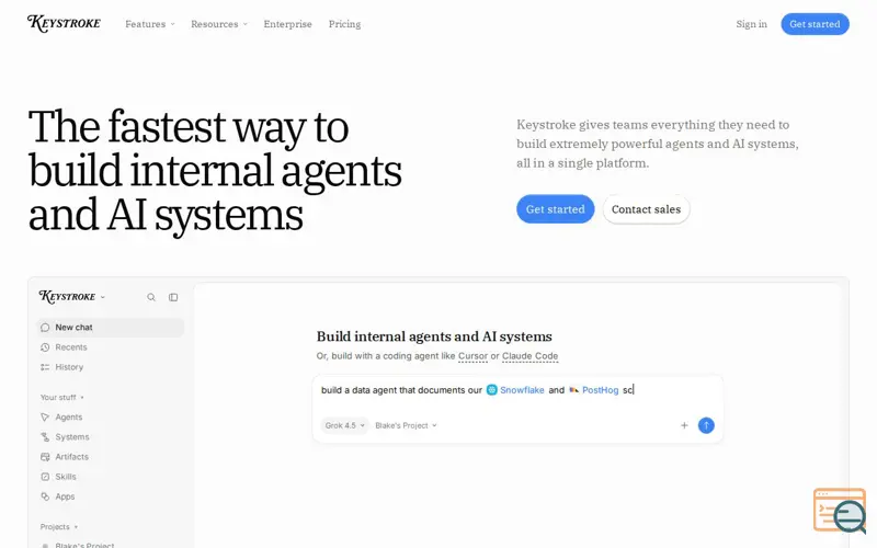 Screenshot of Keystroke, a launch using Exhibit