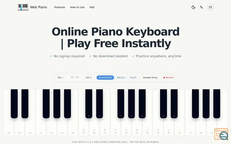 Screenshot of Web Piano