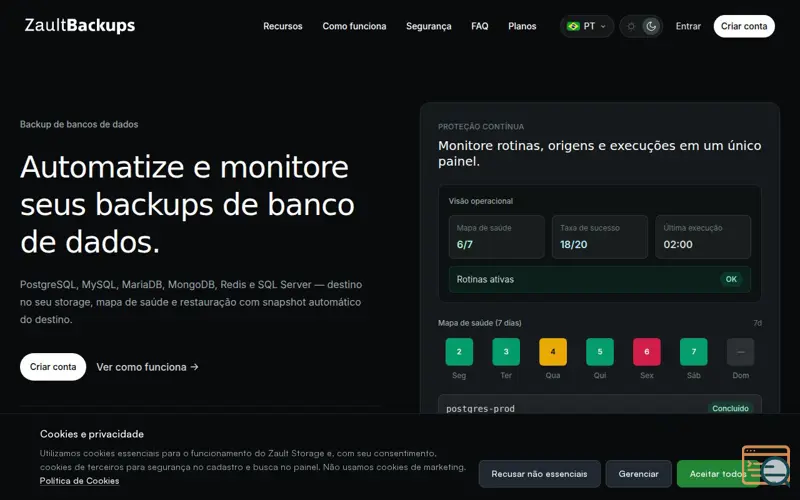 Screenshot of Zault Backup Cloud