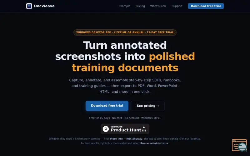 Screenshot of DocWeave