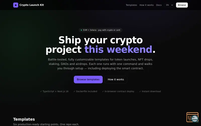 Screenshot of Crypto Launch Kit
