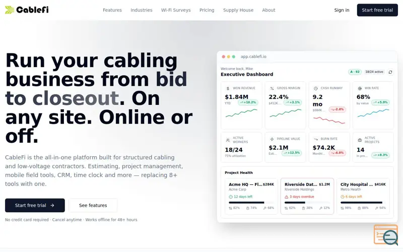 Screenshot of CableFi