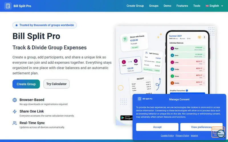 Screenshot of Bill Split Pro, a launch using FlyingPress