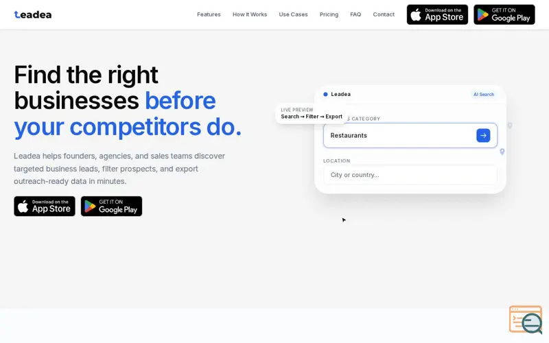 Screenshot of Leadea: Find Businesses Leads