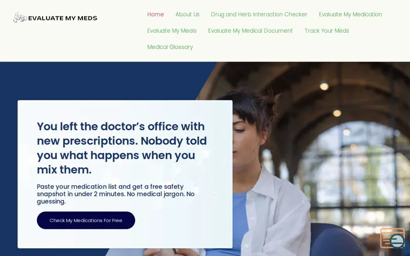 Screenshot of Evaluate My Meds, a launch using ElementsKit