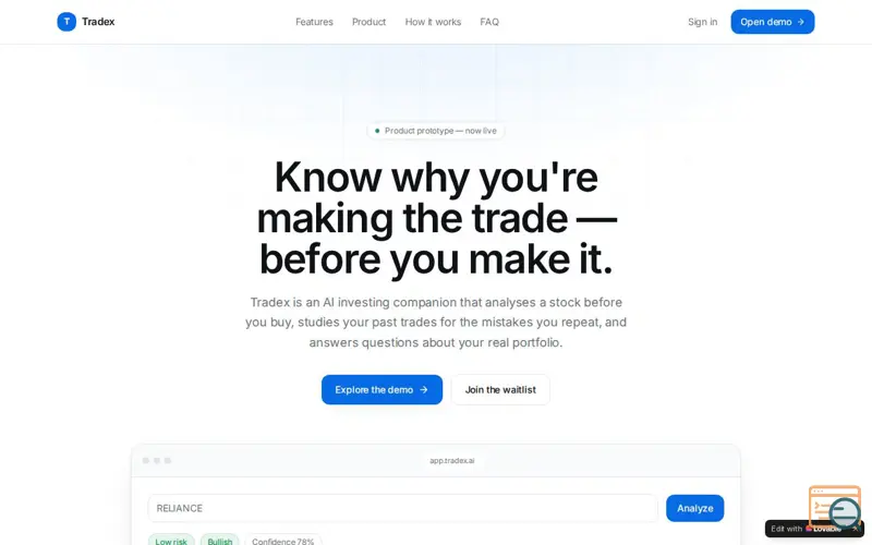 Screenshot of TradeX