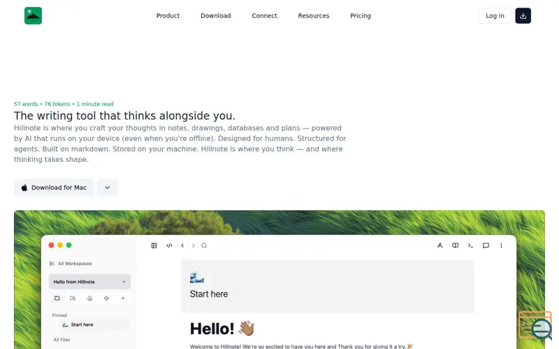Screenshot of Hillnote