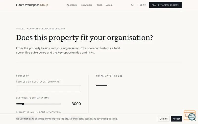 Screenshot of Property Fit Scorecard