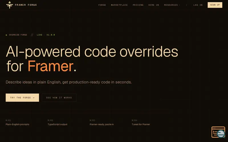 Screenshot of Framer Forge