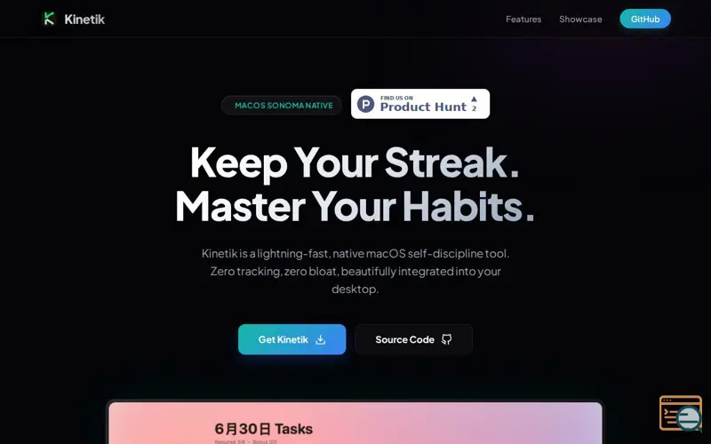 Screenshot of Kinetik — Native macOS Habit Tracker