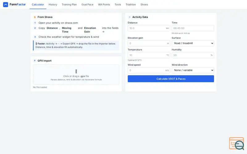 Screenshot of FormFactor