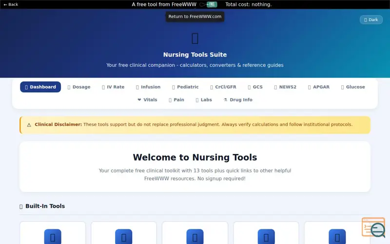 Screenshot of Nursing Tool Suite