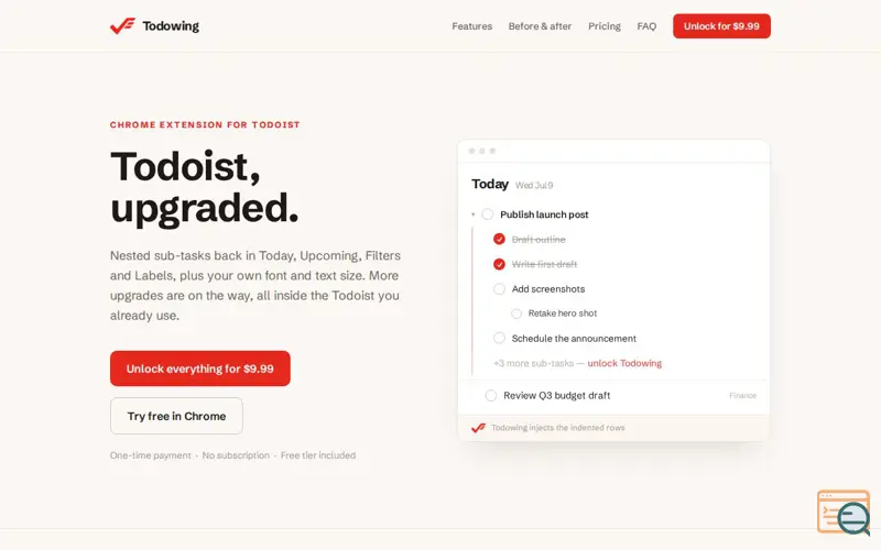 Screenshot of Todowing