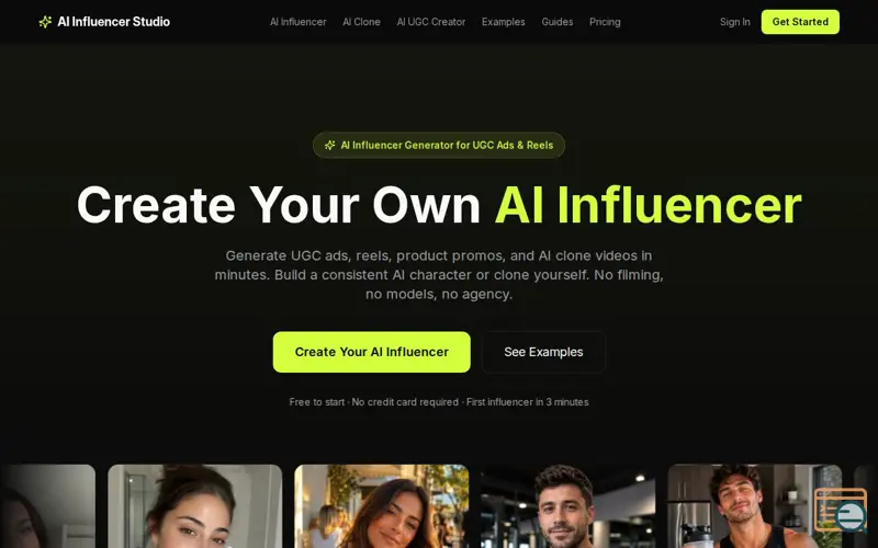 Screenshot of AI Influencer Studio
